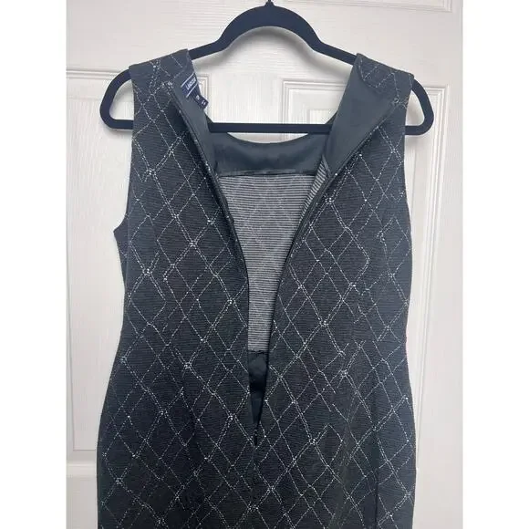 Lands' End Women's Windowpane Plaid Textured Stretch Sheath Dress Size 12 Petite - Picture 6 of 11